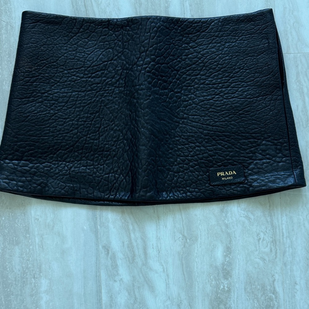 Prada Textured Black Leather Mini Skirt ( never worn)